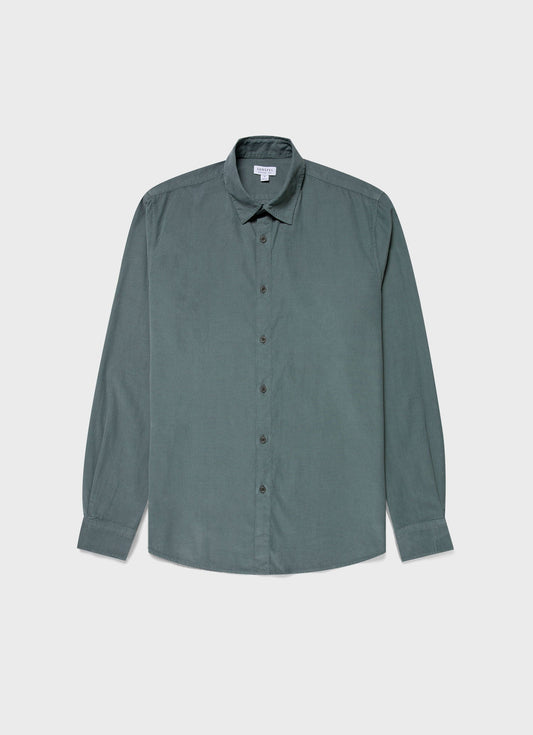 Mens Fine Cord Shirt In Smoke Green Msht2058 Gnhp
