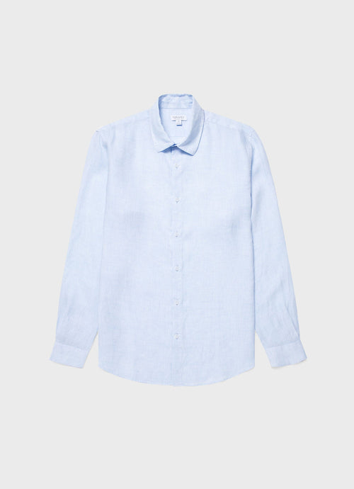 Mens Linen Shirt In Light Blue Msht2106 Buus