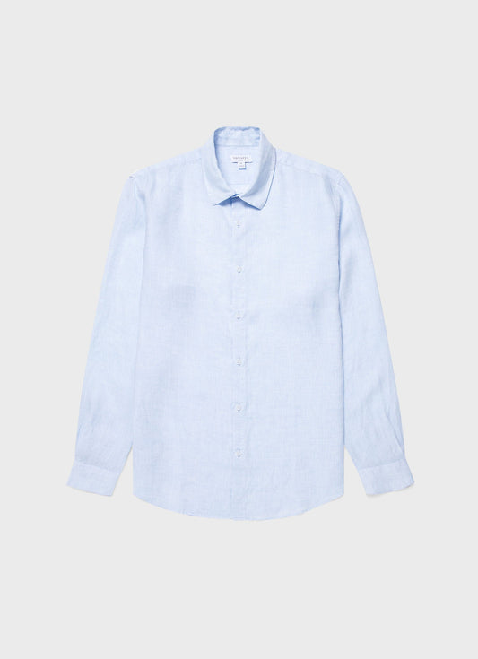 Mens Linen Shirt In Light Blue Msht2106 Buus