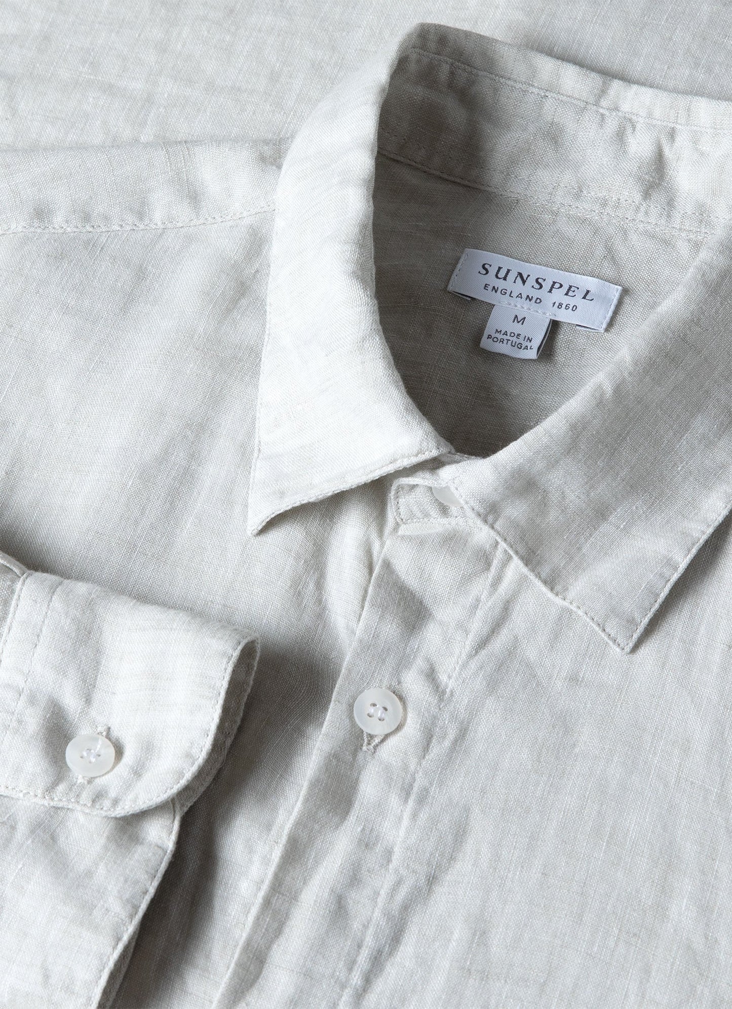 Mens Linen Long Sleeve Shirt In Oatmeal Melange Msht2061 Whee