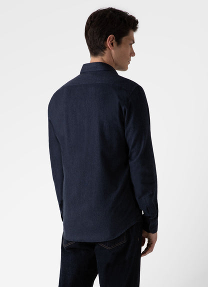 Mens Button Down Flannel Shirt In Navy Melange Msht2063 Buag2