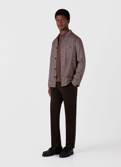 Mens Herringbone Overshirt In Light Brown Msht2095 Brfs