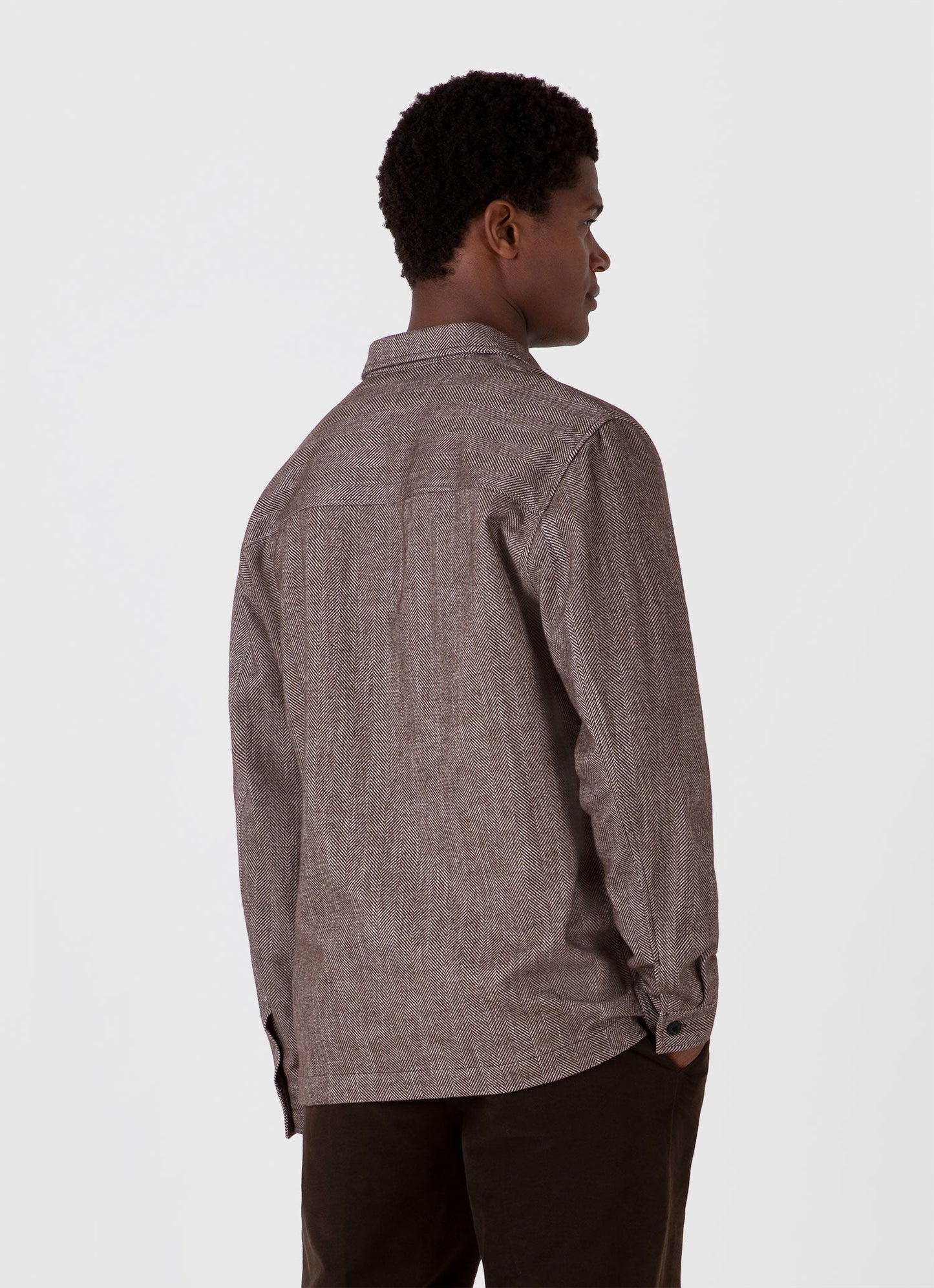 Mens Herringbone Overshirt In Light Brown Msht2095 Brfs