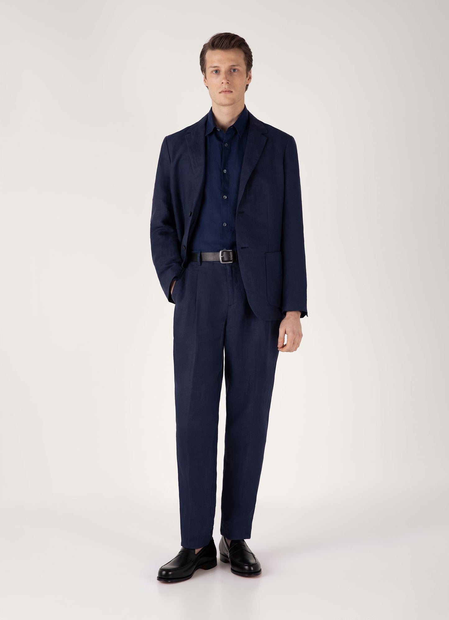 Mens Linen Shirt In Navy Msht2106 Buaa