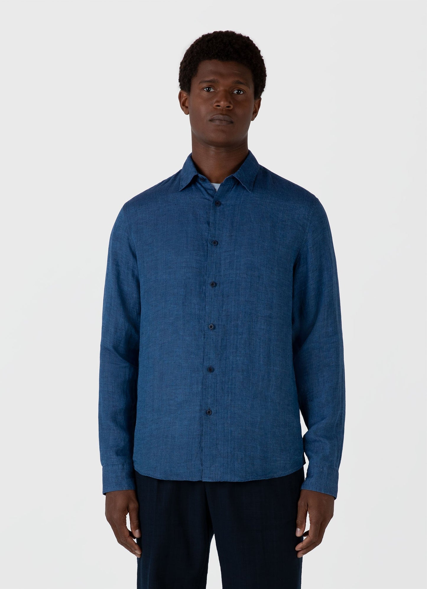 Mens Linen Shirt In Ink Blue Msht2106 Buvo