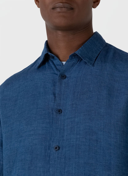 Mens Linen Shirt In Ink Blue Msht2106 Buvo
