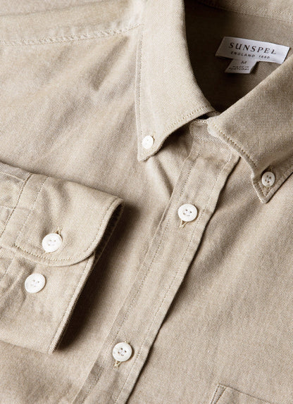 Mens Button Down Oxford Shirt In Light Khaki Msht2107 Gndx
