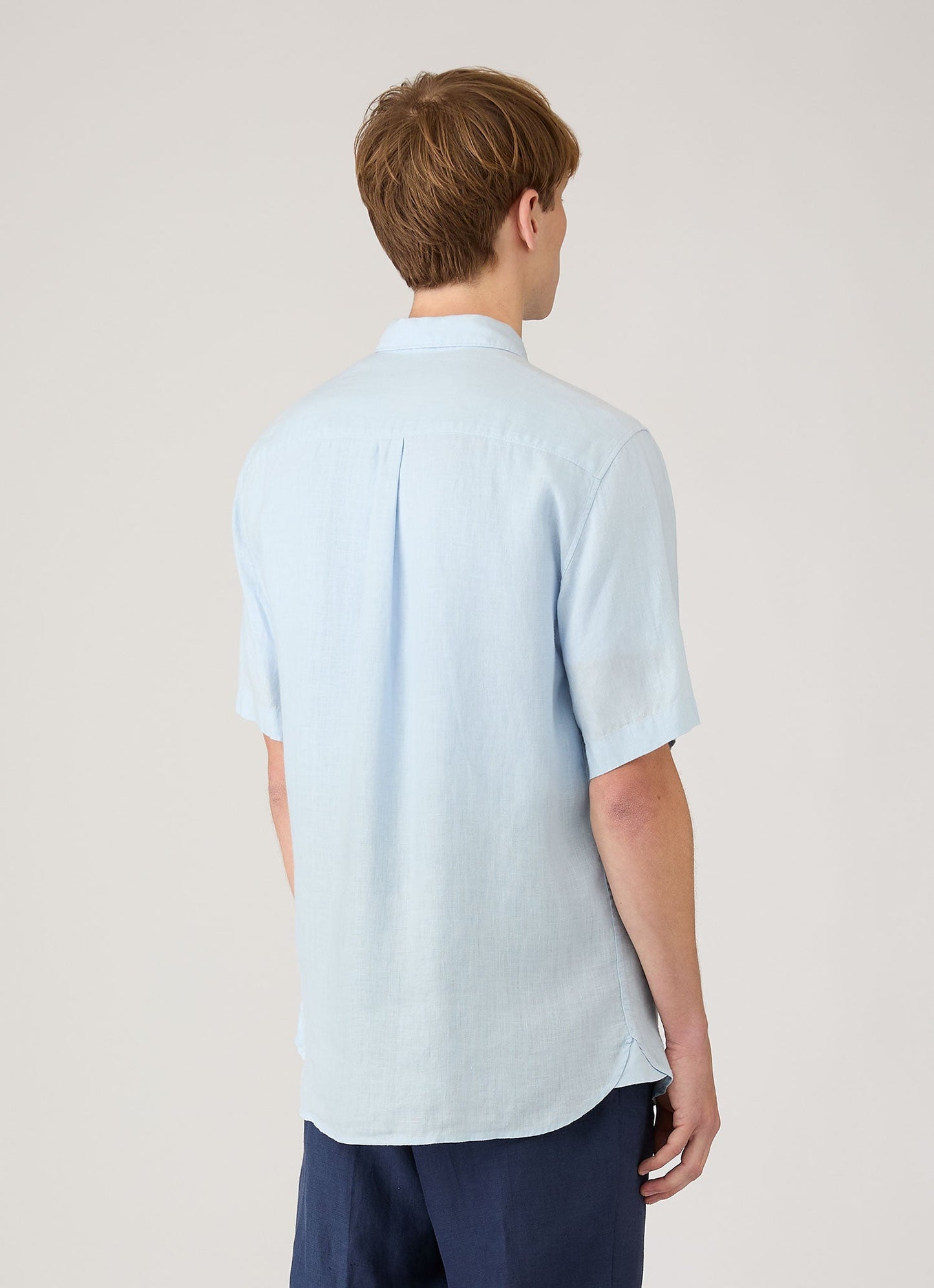 Mens Short Sleeve Linen Shirt In Light Blue Msht2119 Buwg