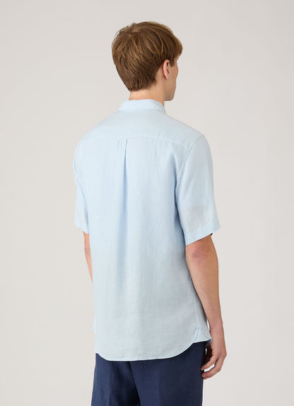 Mens Short Sleeve Linen Shirt In Light Blue Msht2119 Buwg