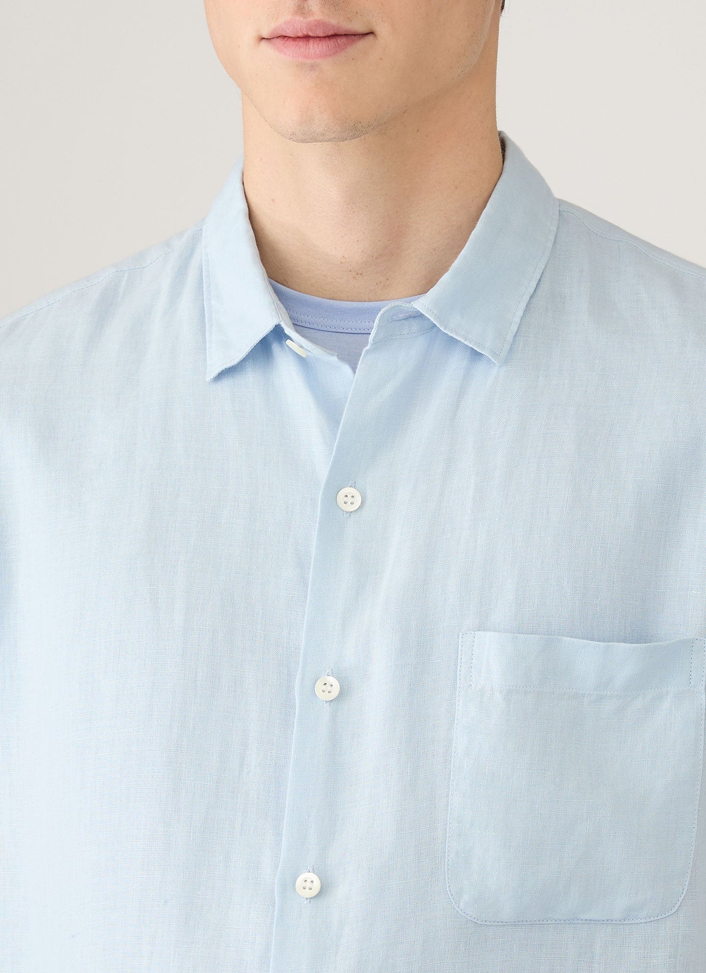 Mens Short Sleeve Linen Shirt In Light Blue Msht2119 Buwg
