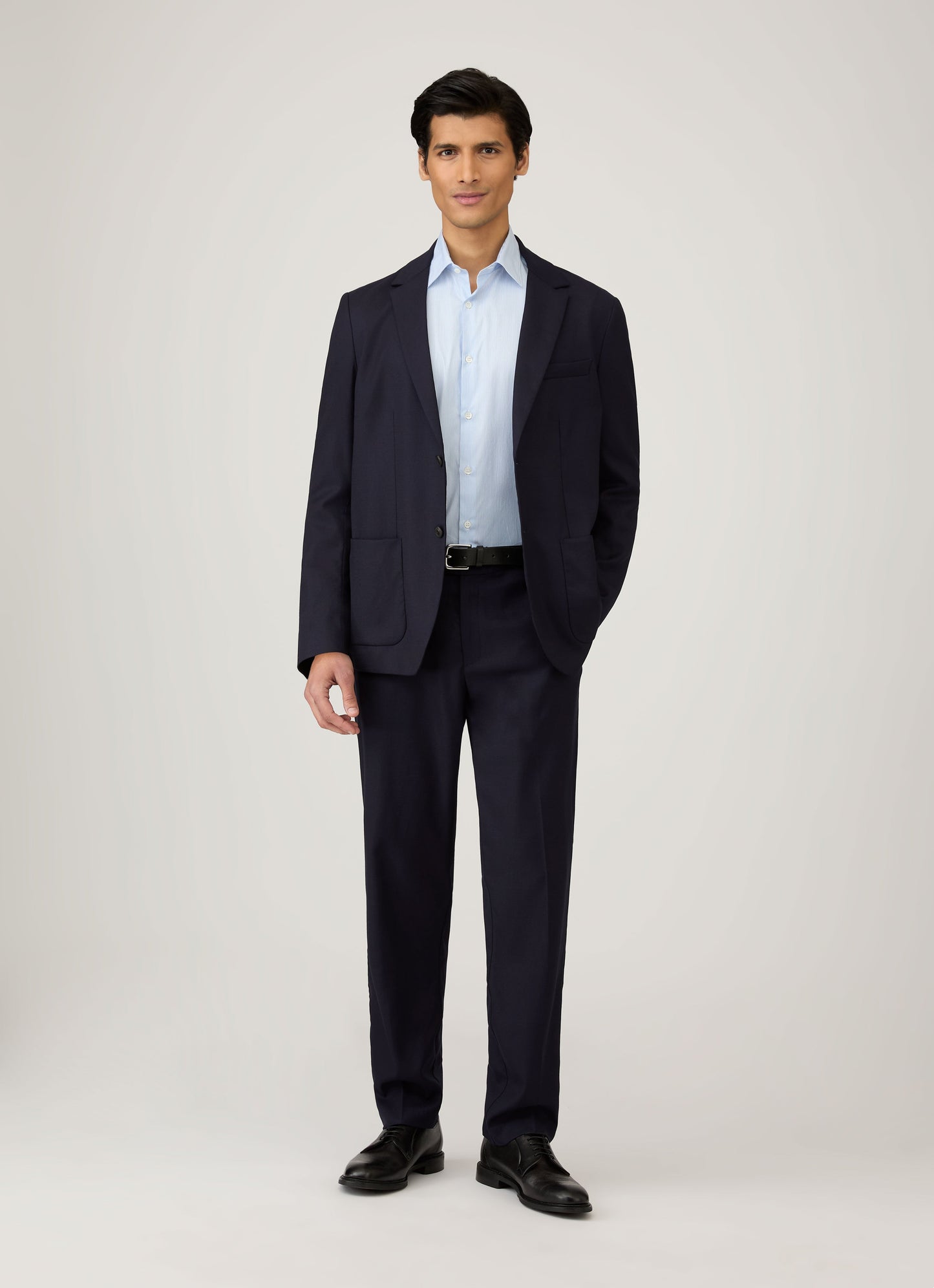 Mens Cotton Stretch Shirt In Light Blue White Msht2124 Stmd