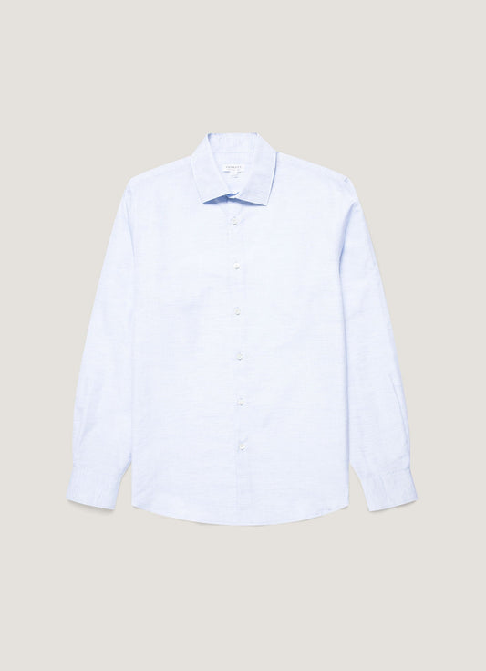 Mens Sea Island Cotton Linen Shirt In Light Blue Msht2125 Buud