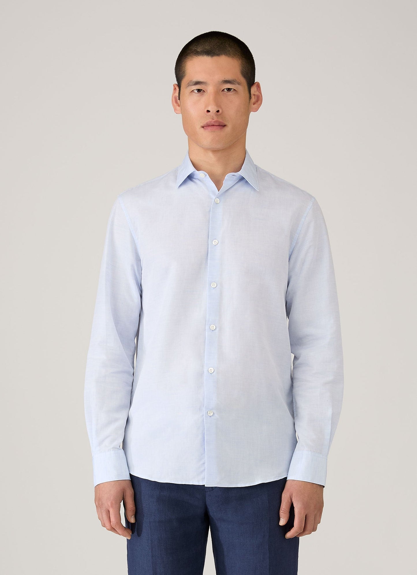 Mens Sea Island Cotton Linen Shirt In Light Blue Msht2125 Buud