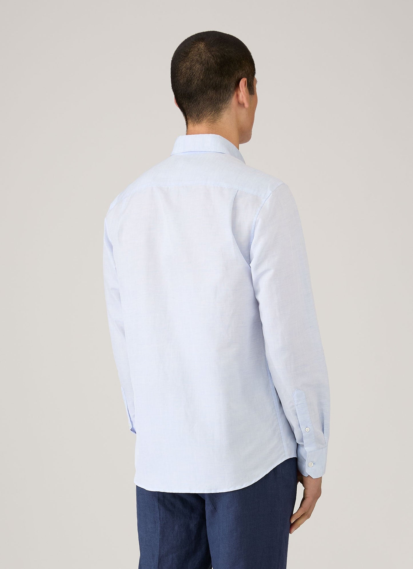 Mens Sea Island Cotton Linen Shirt In Light Blue Msht2125 Buud