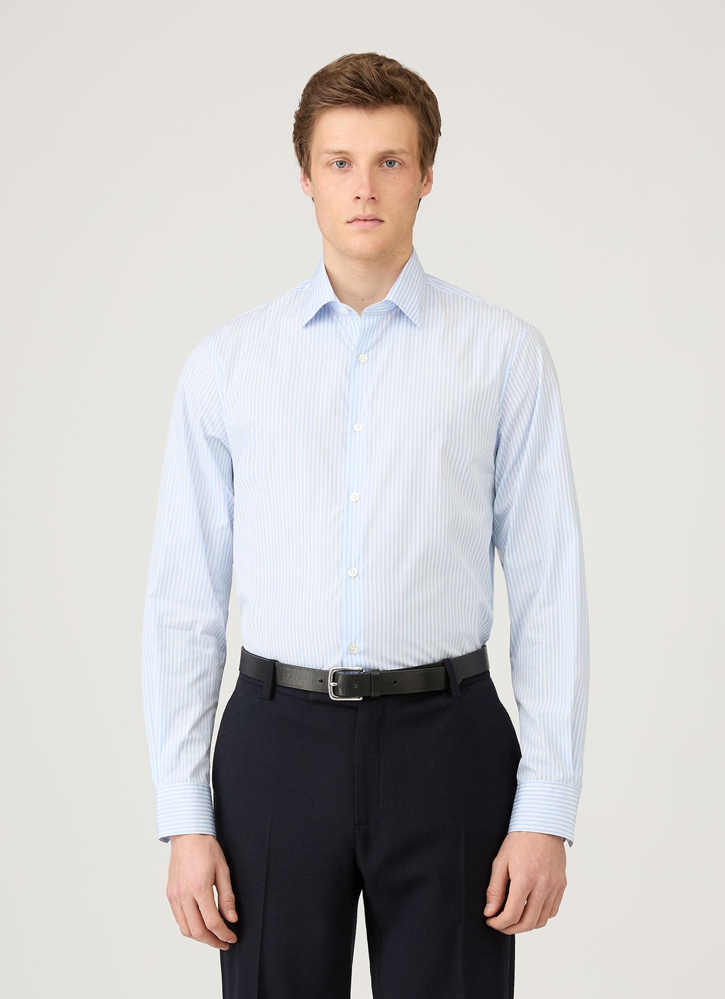 Mens Cutaway Collar Shirt In White Light Blue Msht2126 Stnw