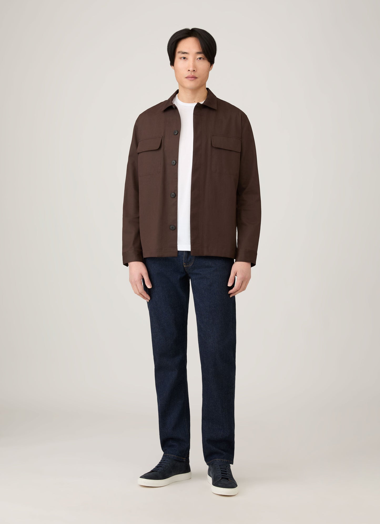 Mens Cotton Cashmere Overshirt In Truffle Msht2129 Brgd