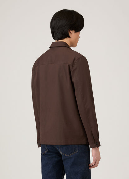 Mens Cotton Cashmere Overshirt In Truffle Msht2129 Brgd