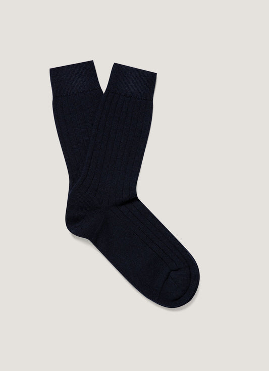 Mens Cashmere Ribbed Socks In Navy Msoc9050 Buaa1