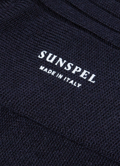 Men's Merino Wool Ribbed Socks in Navy