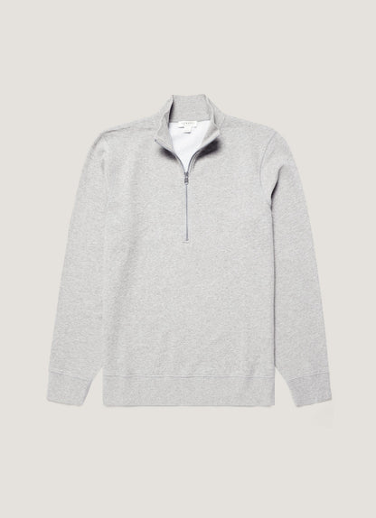 Mens Half Zip Loopback Sweatshirt Grey Melange