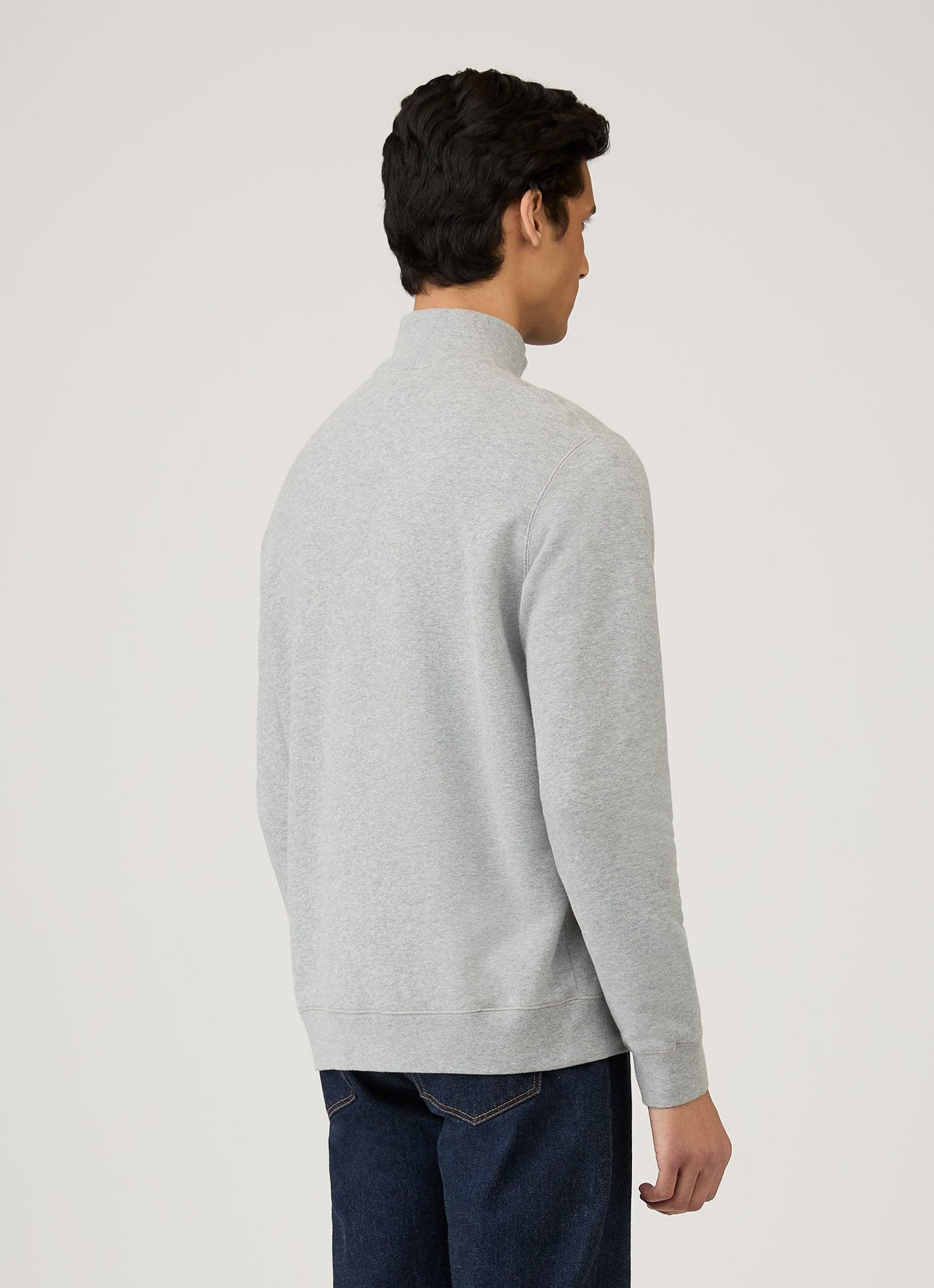 Mens Half Zip Loopback Sweatshirt Grey Melange