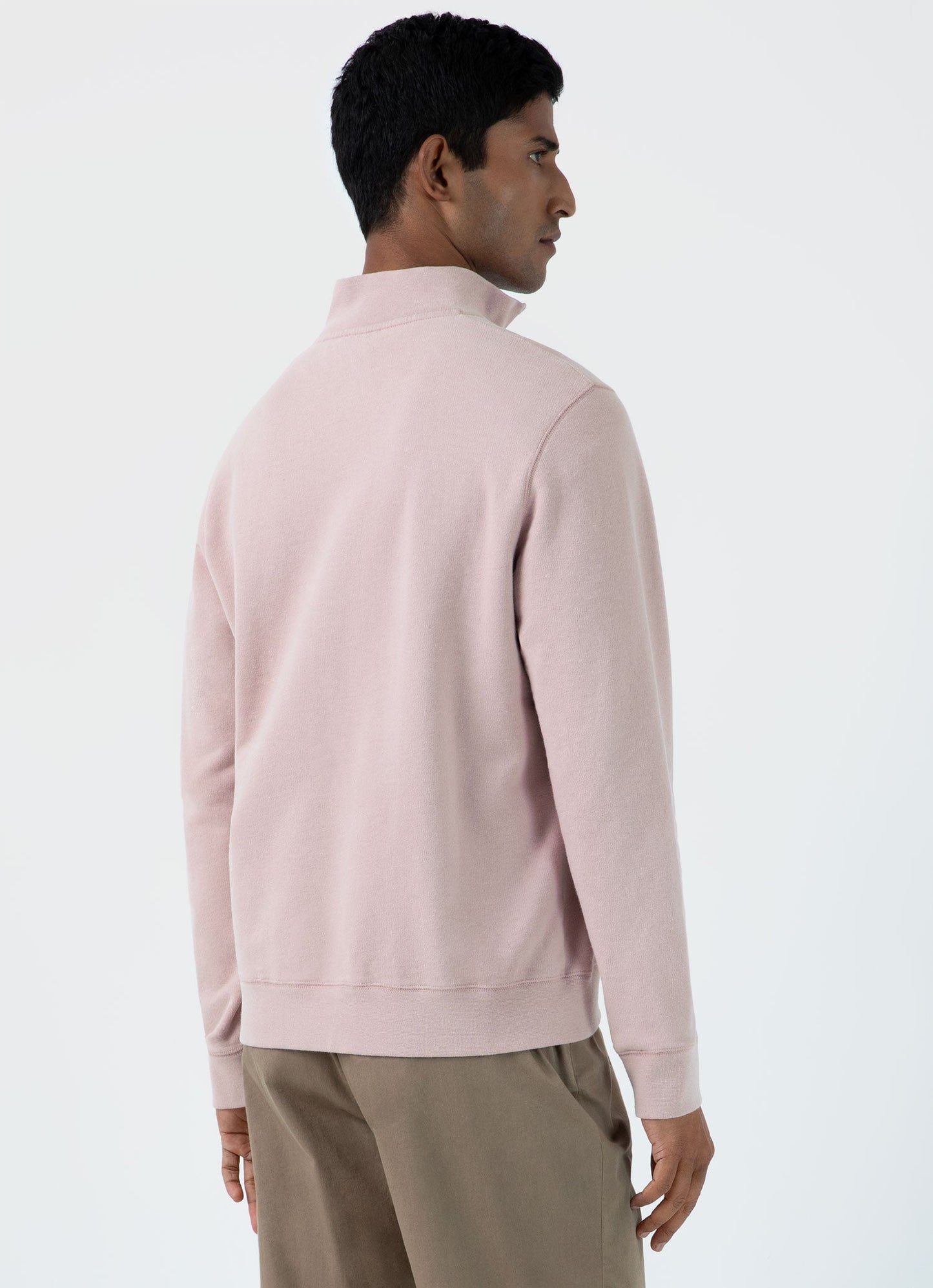 Mens Half Zip Loopback Sweatshirt In Pale Pink Mswe1546 Pkbj