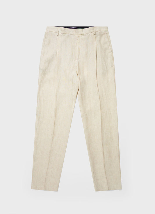Mens Pleated Linen Trouser In Light Sand Mtrs3049 Brdv