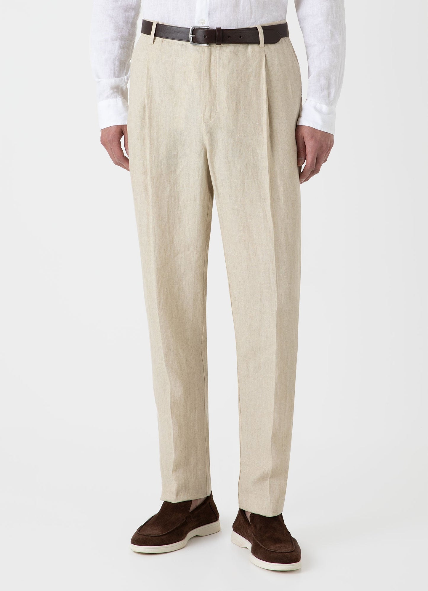 Mens Pleated Linen Trouser In Light Sand Mtrs3049 Brdv