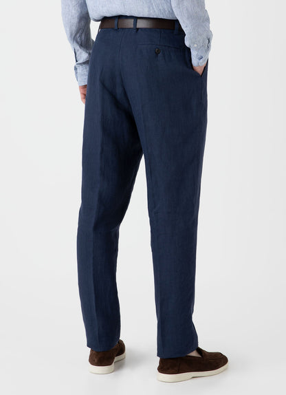 Men S Pleat Linen Trouser In Light Navy Mtrs3049 Buaf
