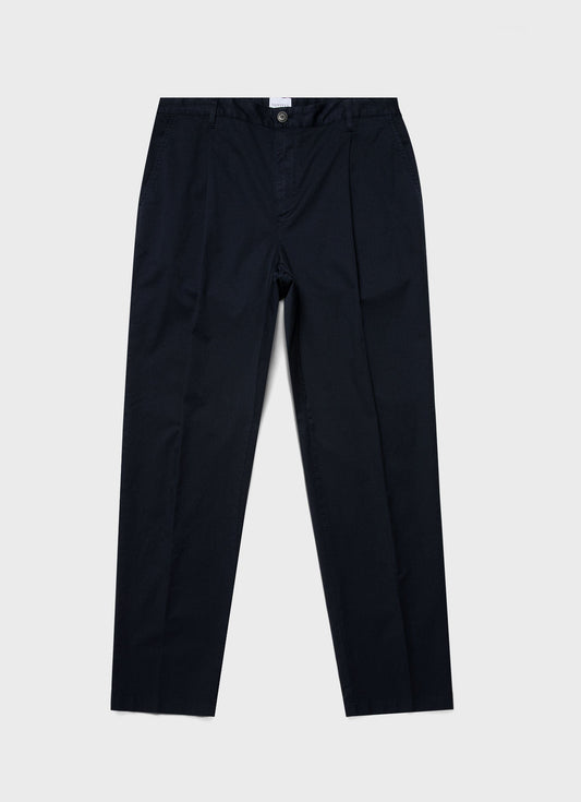 Men S Pleated Twill Trouser In Navy Mtrs3066 Buaa