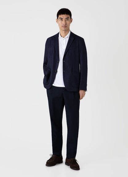Men S Pleated Twill Trouser In Navy Mtrs3066 Buaa