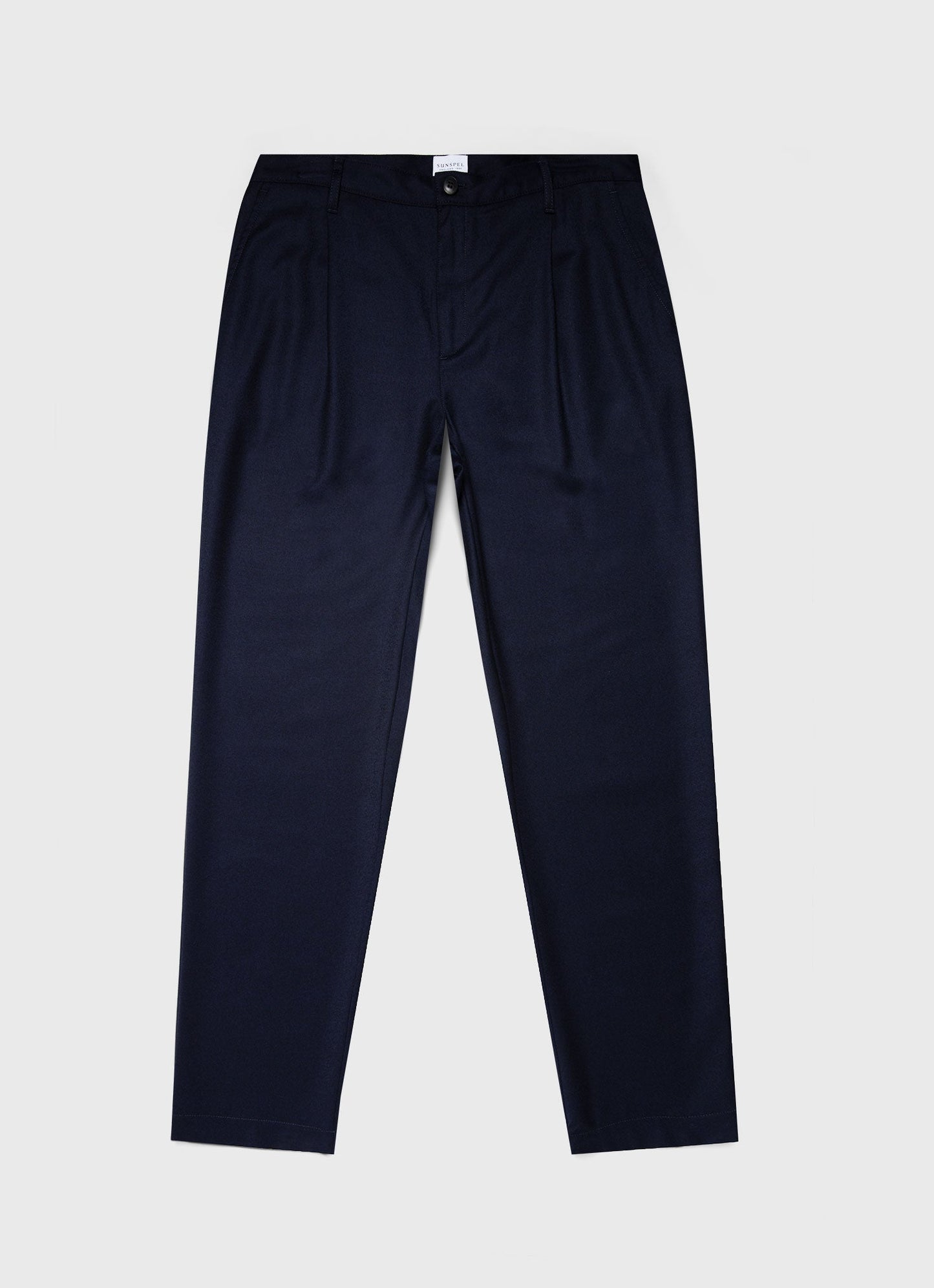 Mens Pleated Wool Flannel Trouser In Navy Melange Mtrs3076 Buag