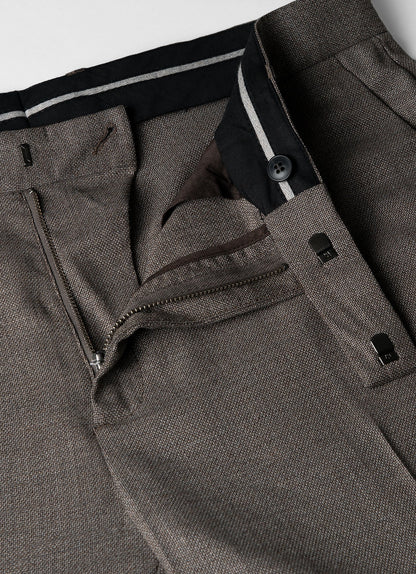 Mens Travel Wool Trouser In Dark Stone Melange Mtrs3089 Whhn