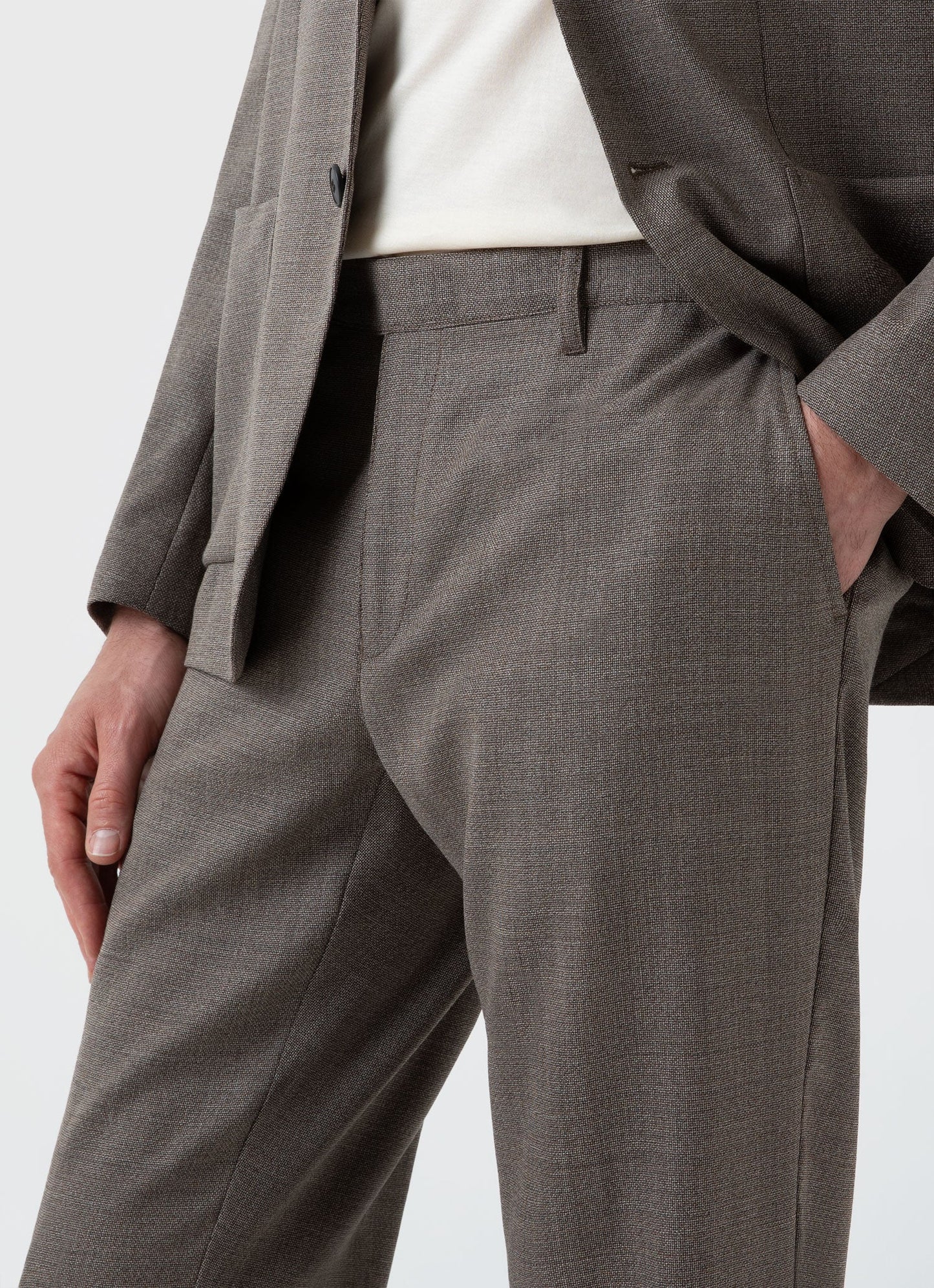 Mens Travel Wool Trouser In Dark Stone Melange Mtrs3089 Whhn
