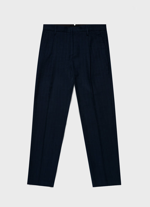 Mens Cotton Raffia Pleat Trouser In Navy Mtrs3107 Buaa