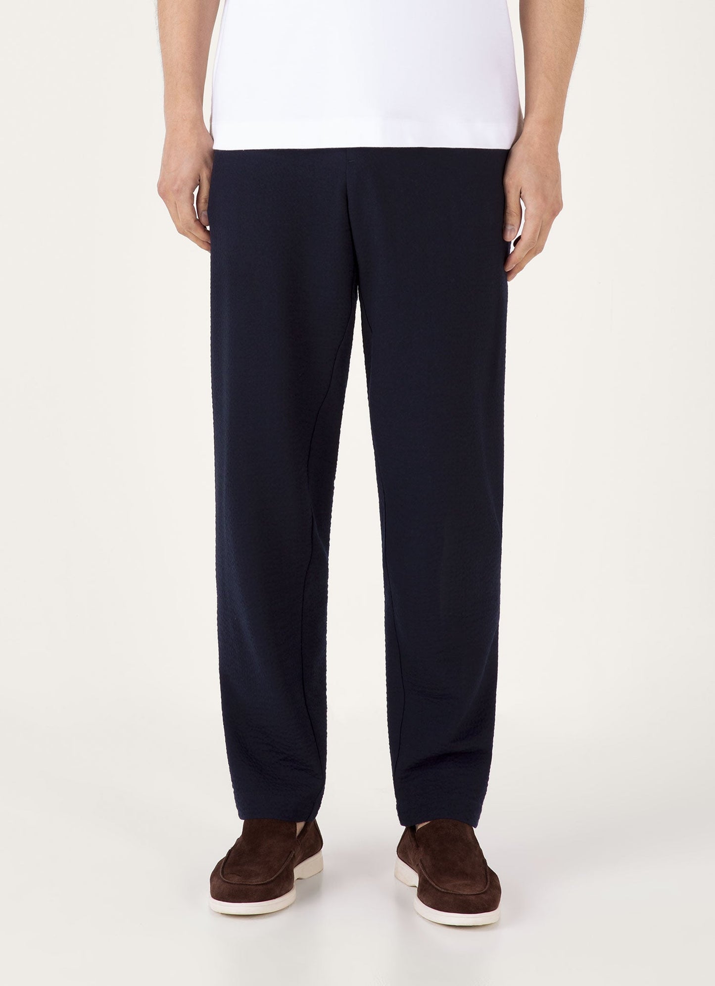 Mens Seersucker Wool Trouser In Navy Mtrs3112 Buaa