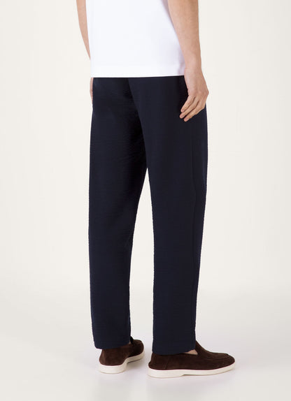 Mens Seersucker Wool Trouser In Navy Mtrs3112 Buaa