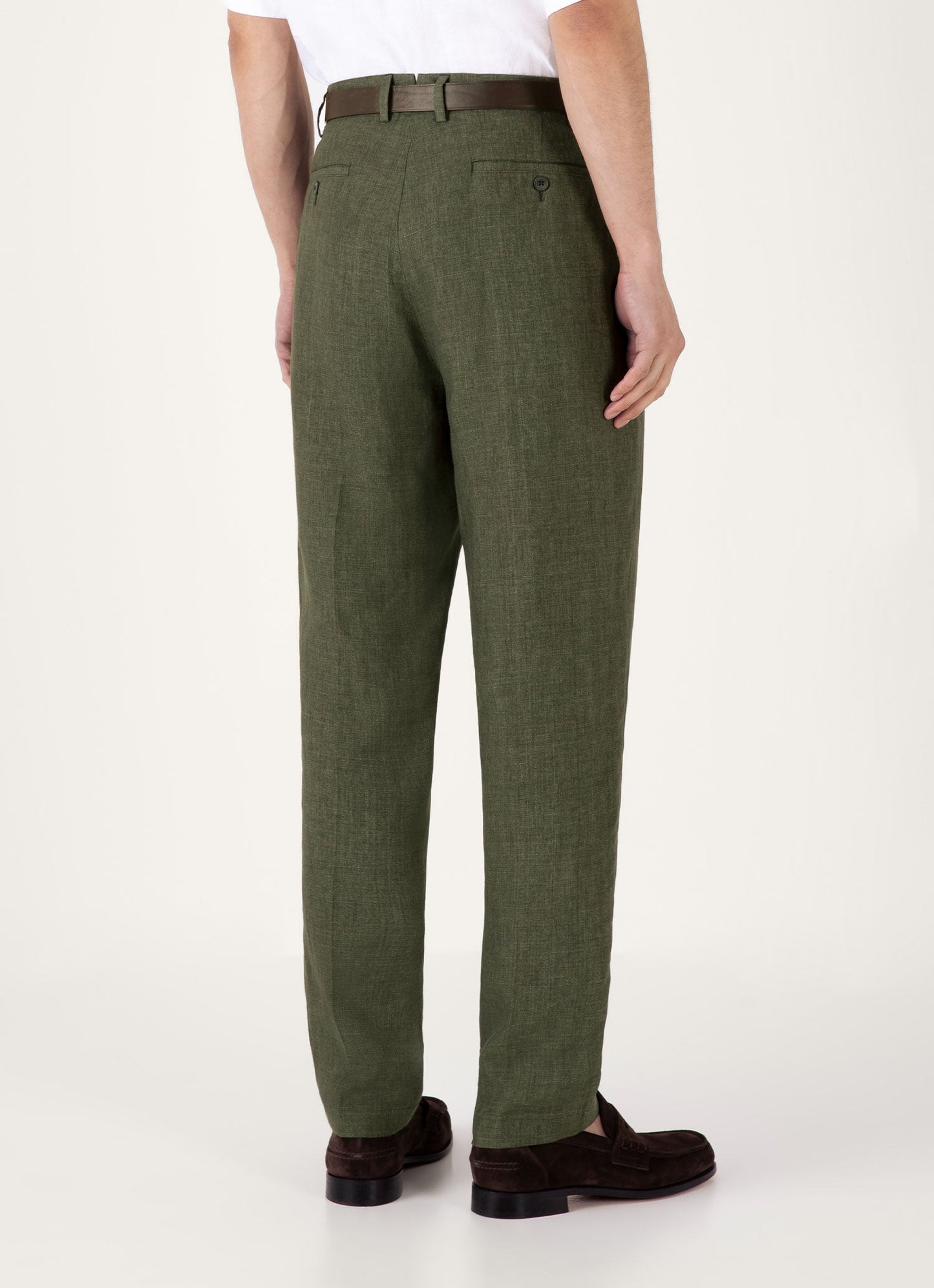 Mens Pleated Linen Trouser In Hunter Green Mtrs3115 Gngc
