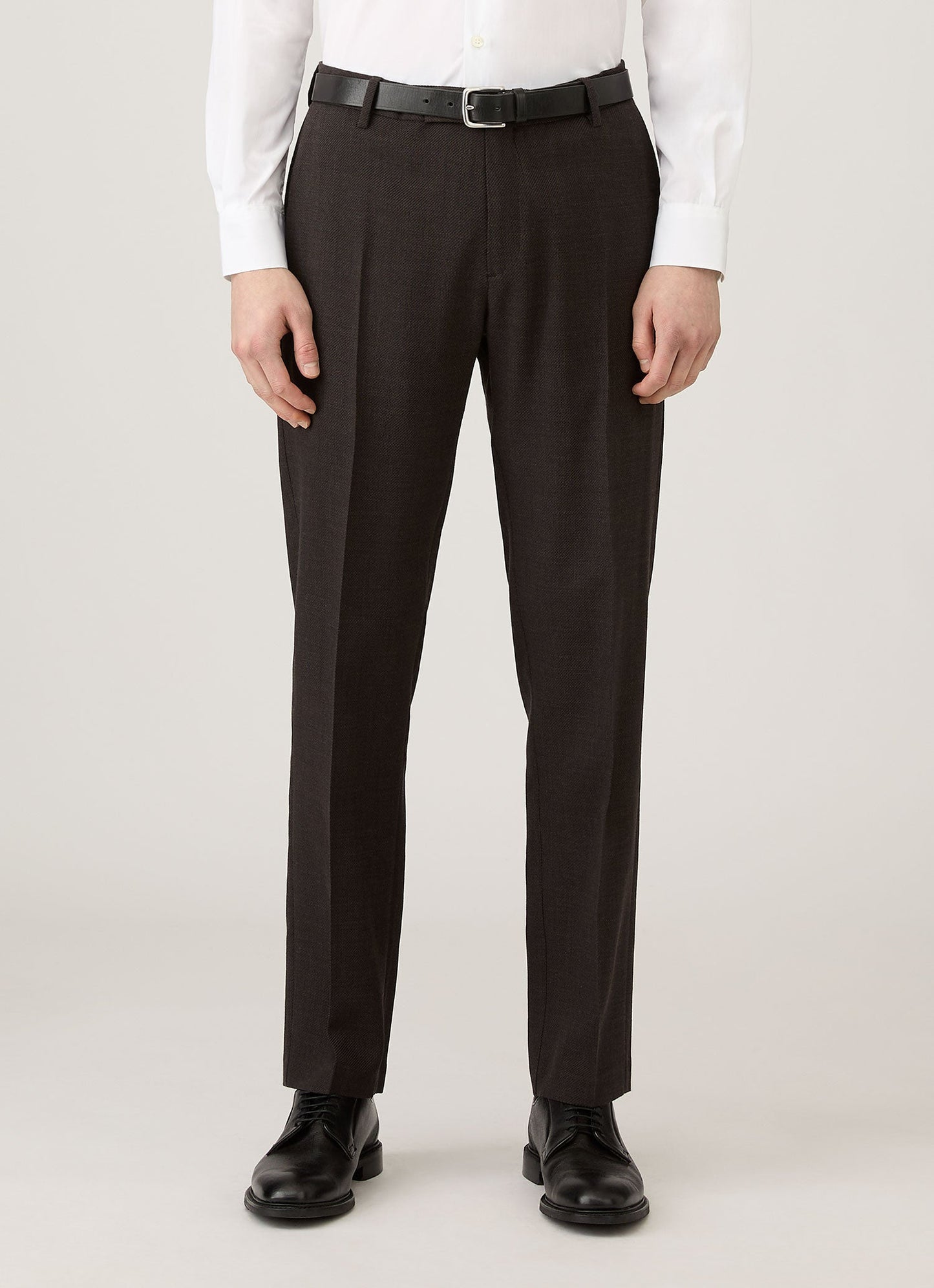 Mens Textured Wool Trouser In Truffle Mtrs3116 Brgd