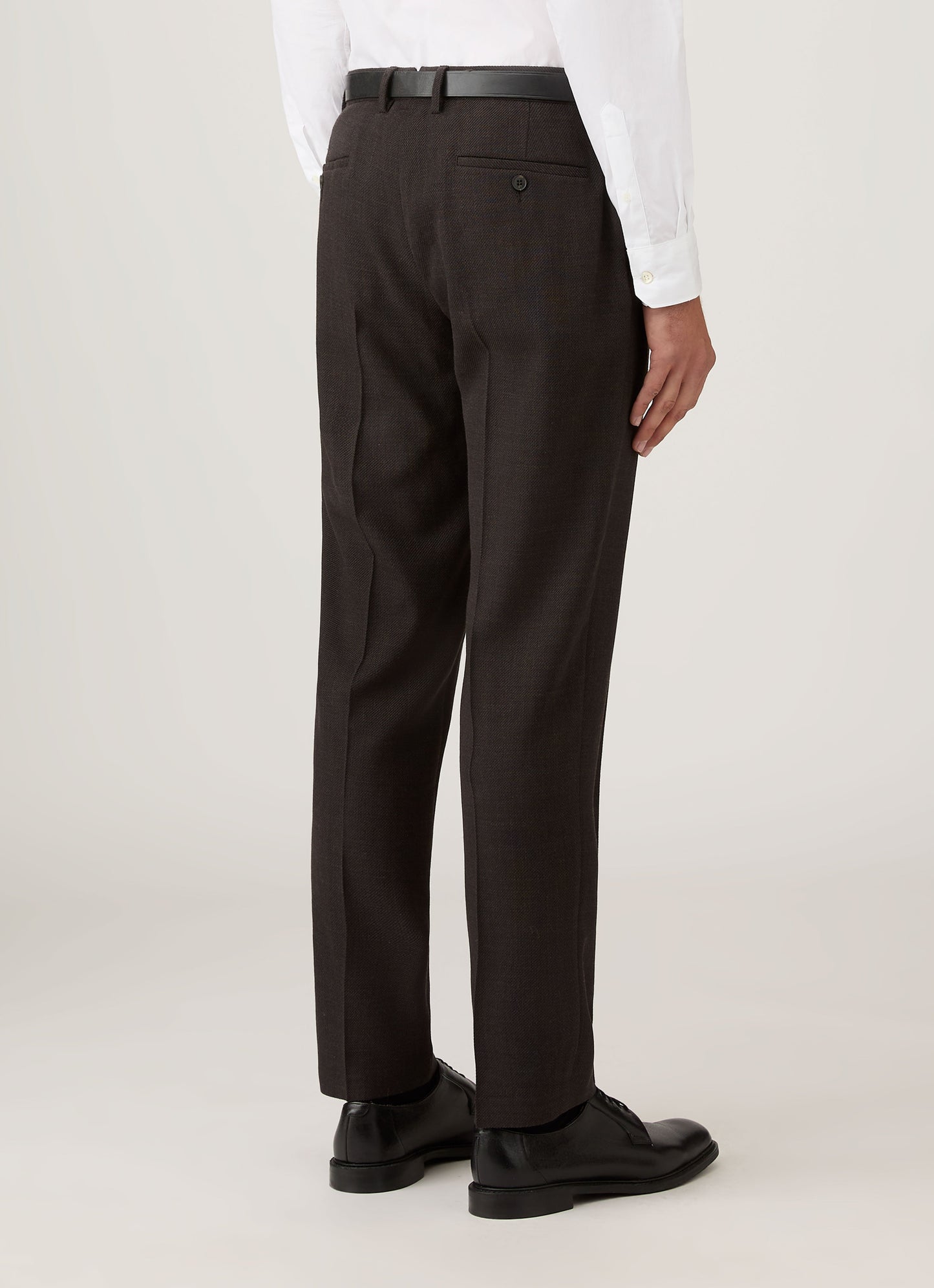 Mens Textured Wool Trouser In Truffle Mtrs3116 Brgd