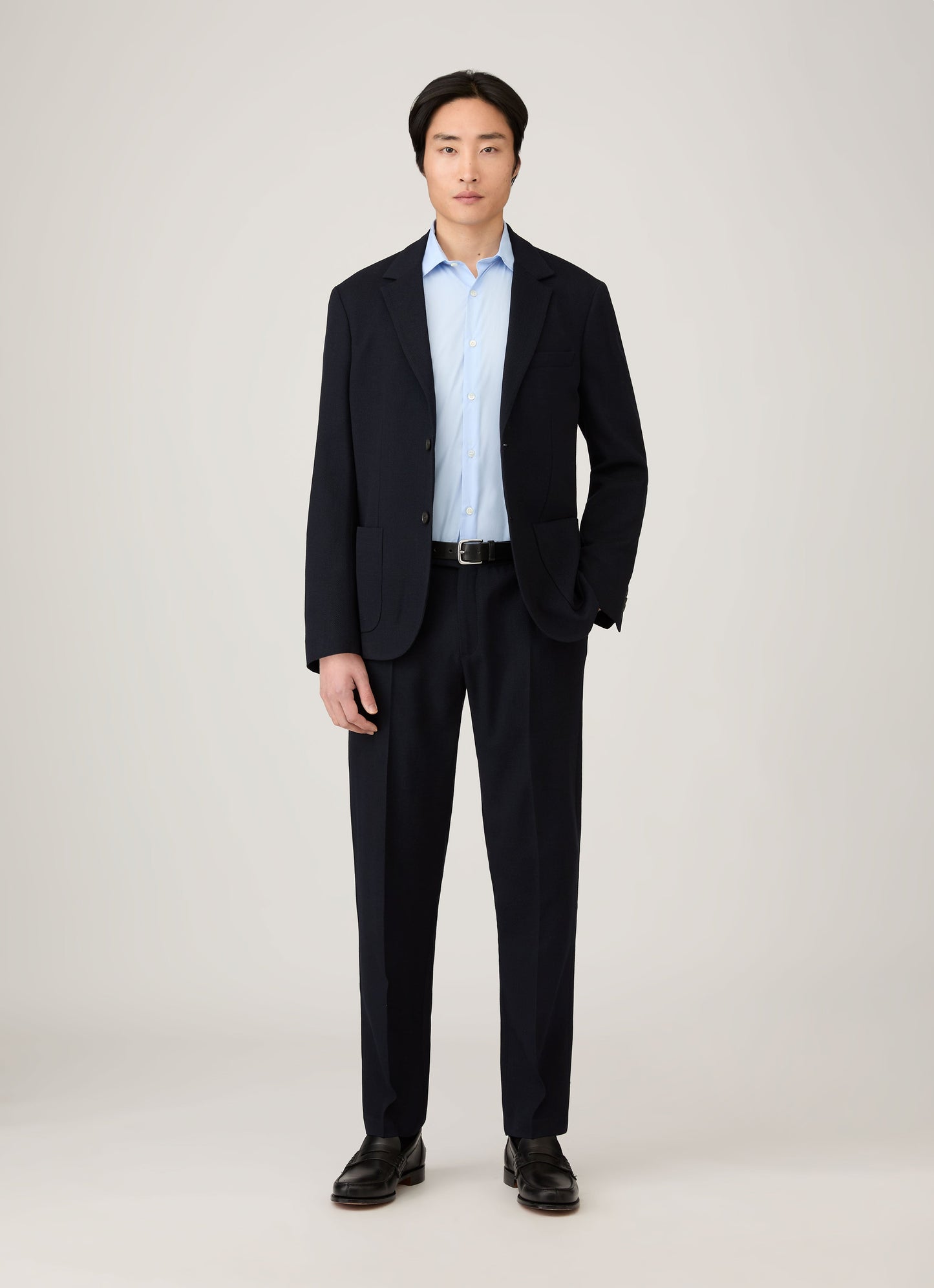 Mens Textured Wool Trouser In Navy Mtrs3116 Buaa