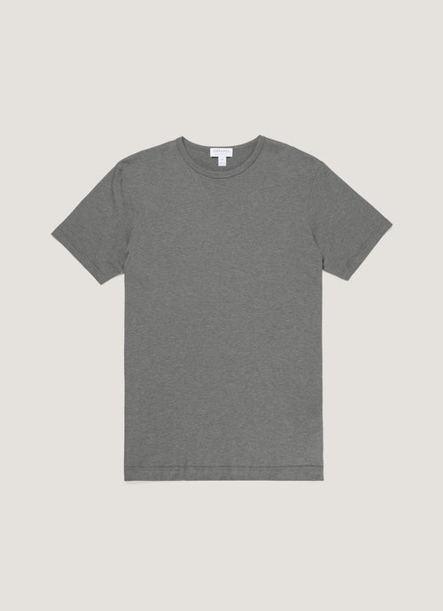 Short Sleeve Crew Neck T Shirt Charcoal Melange