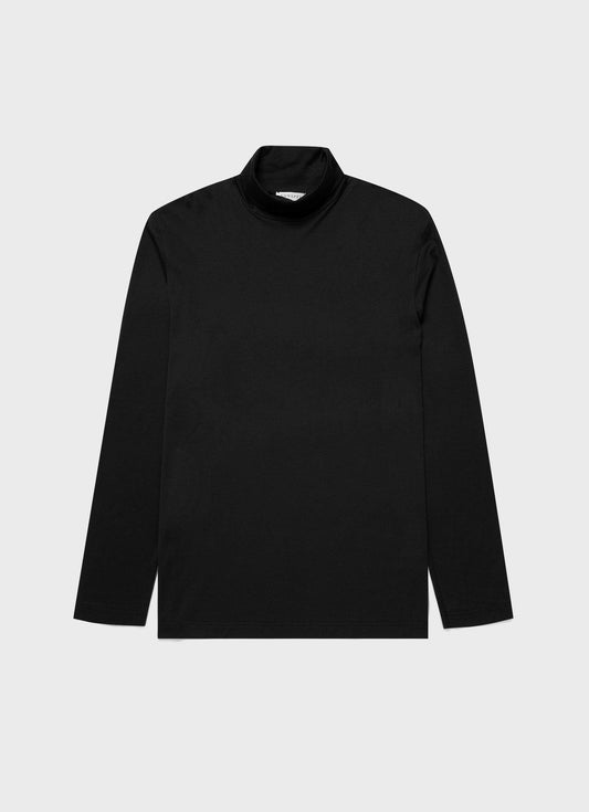 Mens Long Sleeve Roll Neck In Black