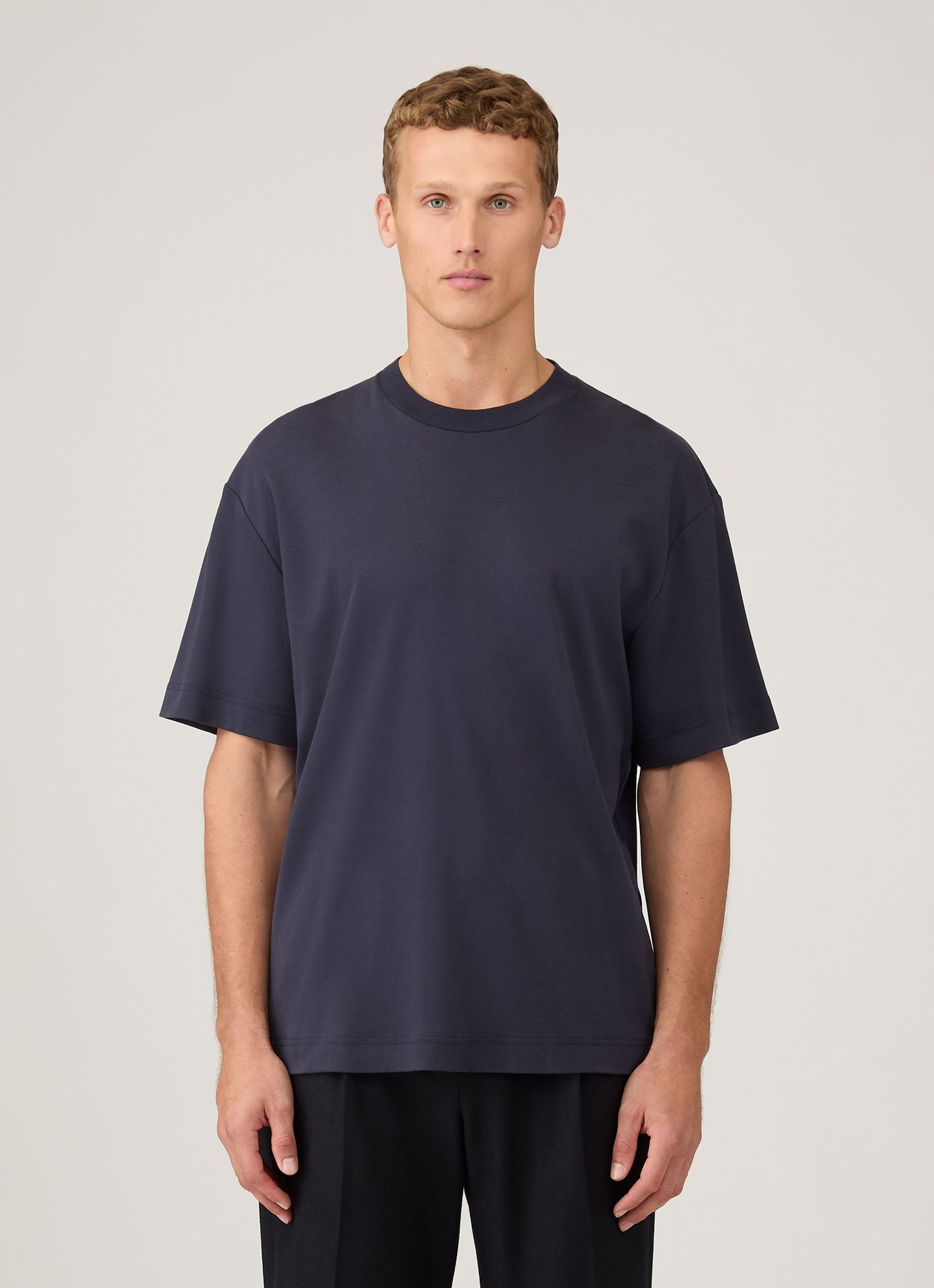 Mens Oversized Heavyweight Tshirt In Navy Mtsh0180 Buaa