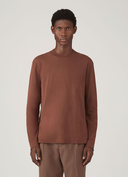 Mens Long Sleeve Heavyweight Tshirt In Conker Brown Mtsh0182 Brgl