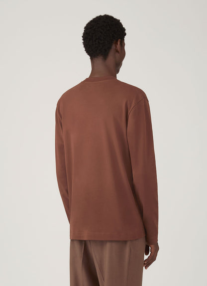 Mens Long Sleeve Heavyweight Tshirt In Conker Brown Mtsh0182 Brgl