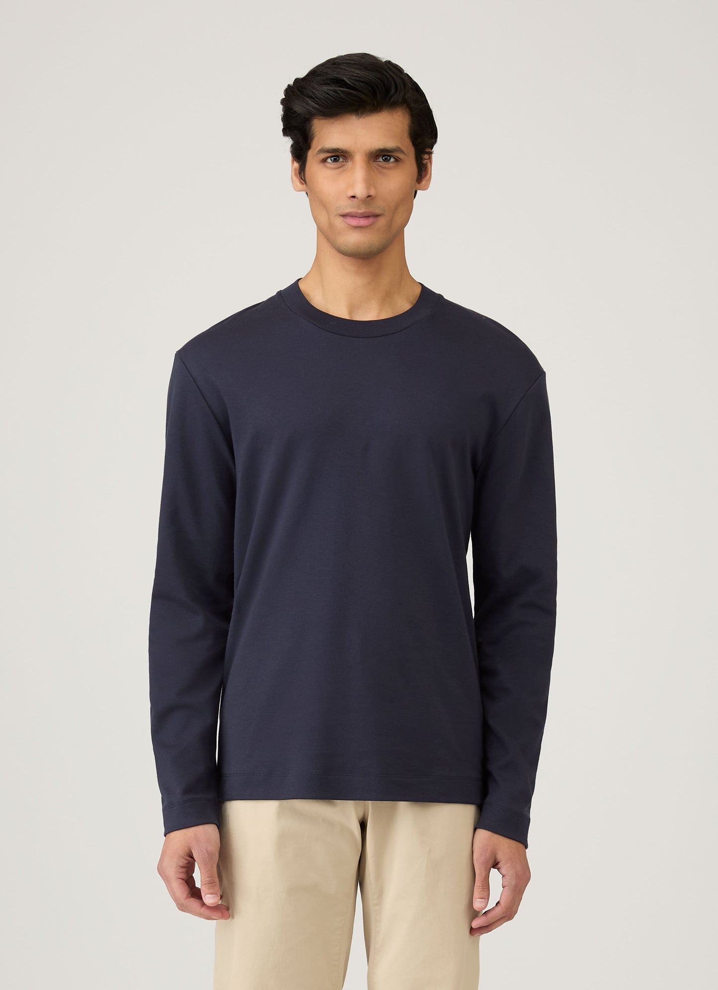 Mens Long Sleeve Heavyweight Tshirt In Navy Mtsh0182 Buaa