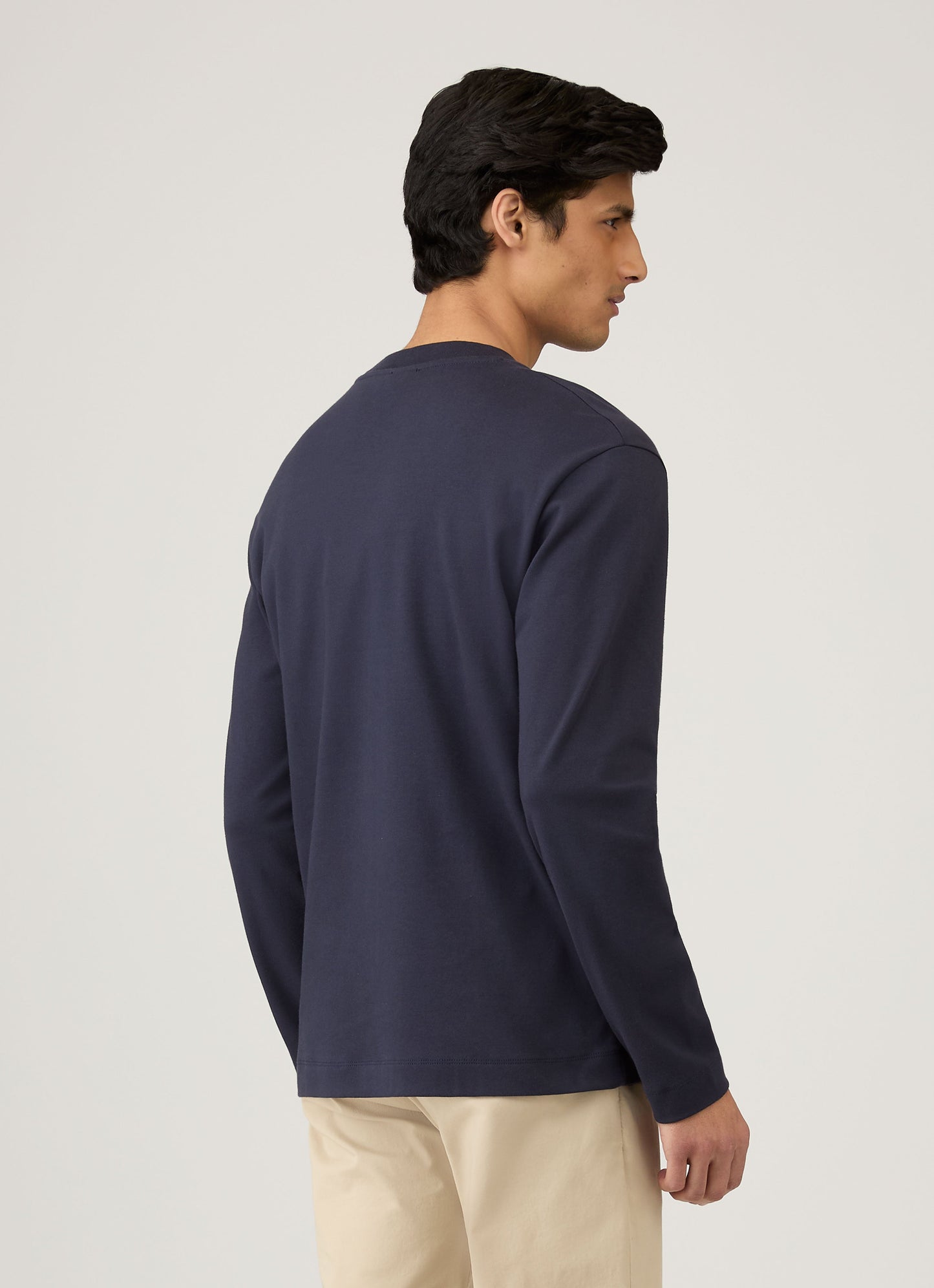 Mens Long Sleeve Heavyweight Tshirt In Navy Mtsh0182 Buaa