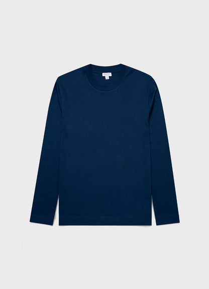 Mens Long Sleeve Heavyweight Tshirt In Naval Blue Mtsh0182 Buvm