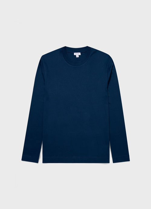 Mens Long Sleeve Heavyweight Tshirt In Naval Blue Mtsh0182 Buvm